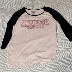 Stranger things 3/4 sleeve shirt grey and black